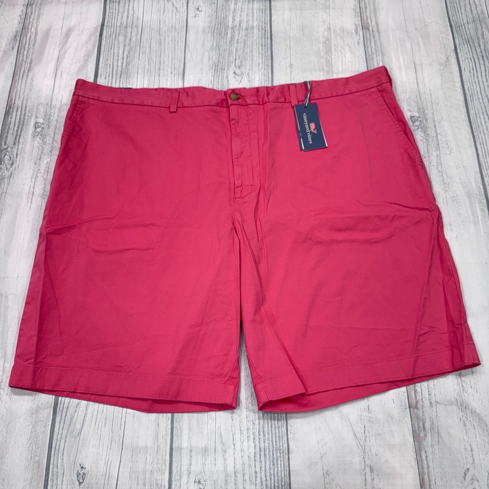 NWT Vineyard Vines B&T Stretch Breaker Shorts 52XB Pink Lobster Reef Mens